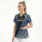 Custom Aotearoa Atua Tangaroa Scrub Top God Of Ocean Koru Patterns