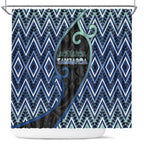 Aotearoa Atua Tangaroa Shower Curtain God Of Ocean Koru Patterns