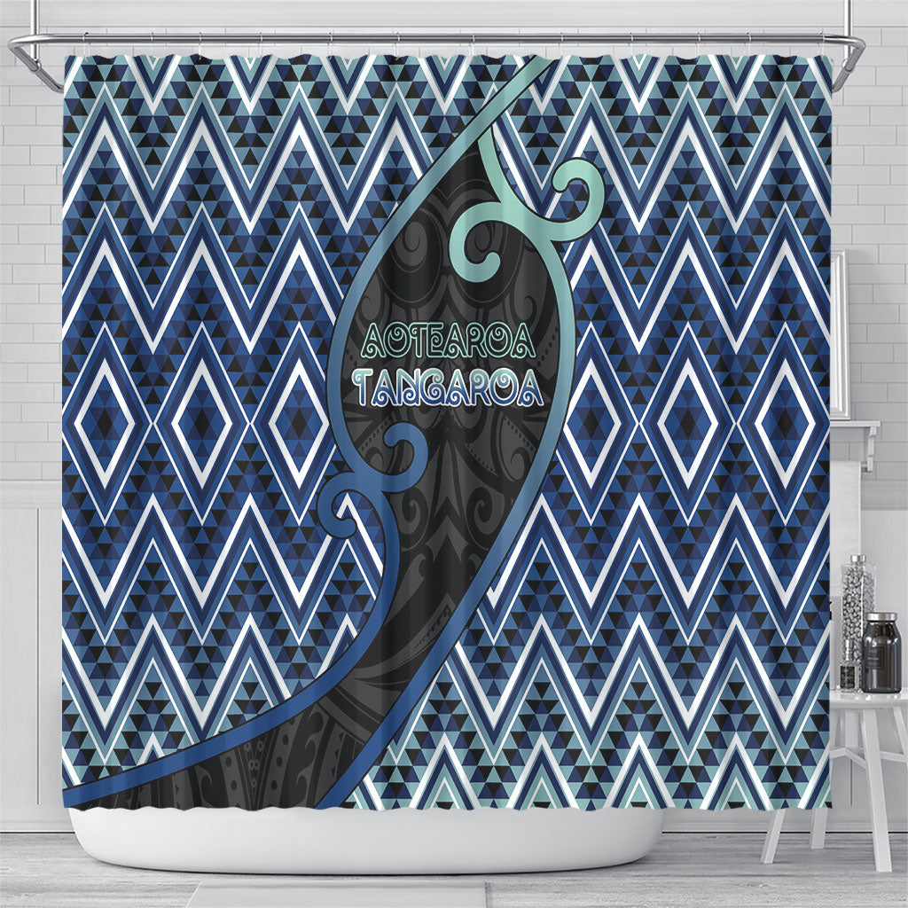 Aotearoa Atua Tangaroa Shower Curtain God Of Ocean Koru Patterns