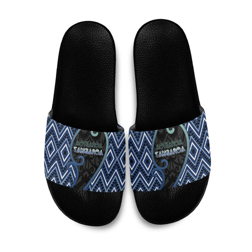 Aotearoa Atua Tangaroa Slide Sandals God Of Ocean Koru Patterns