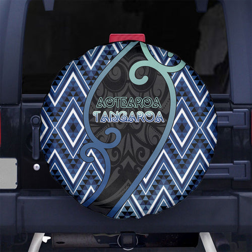 Aotearoa Atua Tangaroa Spare Tire Cover God Of Ocean Koru Patterns