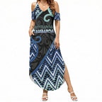 Custom Aotearoa Atua Tangaroa Summer Maxi Dress God Of Ocean Koru Patterns