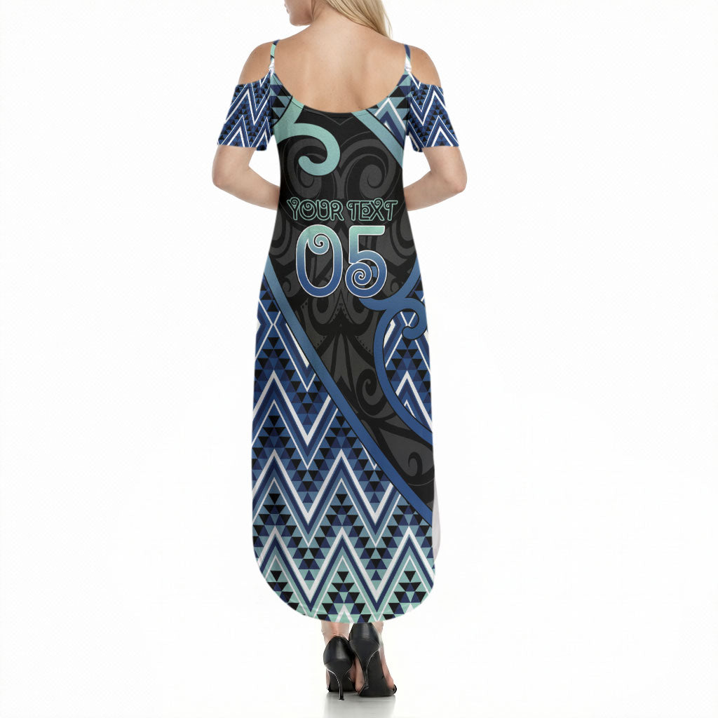 Custom Aotearoa Atua Tangaroa Summer Maxi Dress God Of Ocean Koru Patterns