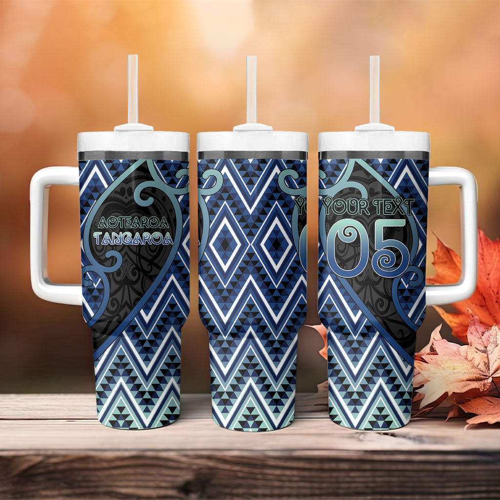 Custom Aotearoa Atua Tangaroa Tumbler With Handle God Of Ocean Koru Patterns