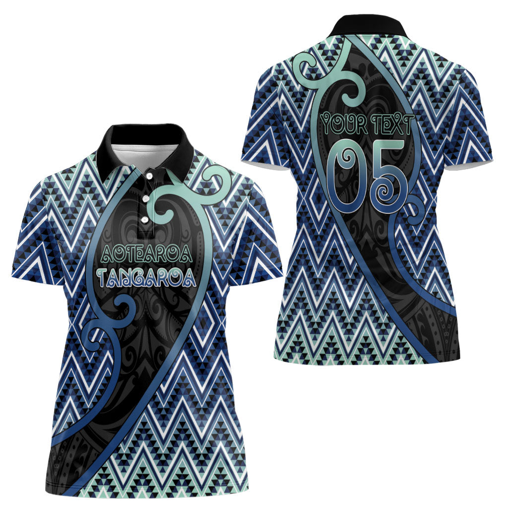 Custom Aotearoa Atua Tangaroa Women Polo Shirt God Of Ocean Koru Patterns