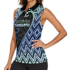 Custom Aotearoa Atua Tangaroa Women Sleeveless Polo Shirt God Of Ocean Koru Patterns