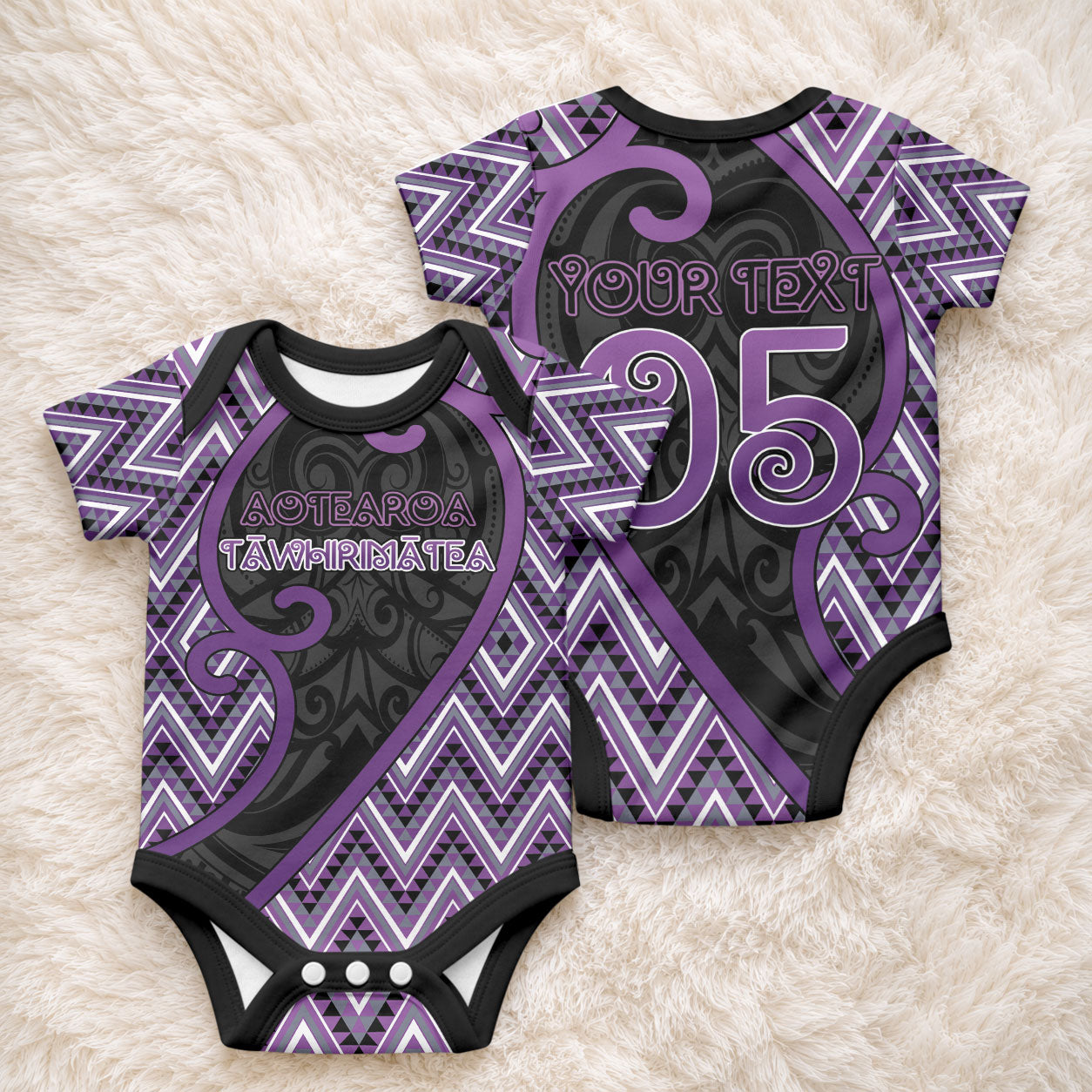 Custom Aotearoa Atua Tawhirimatea Baby Onesie God Of Storms Koru Patterns