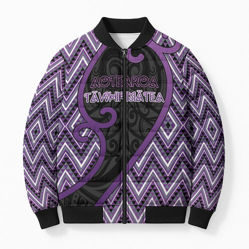 Custom Aotearoa Atua Tawhirimatea Bomber Puffer Jacket God Of Storms Koru Patterns