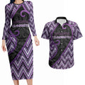 Custom Aotearoa Atua Tawhirimatea Couples Matching Long Sleeve Bodycon Dress and Hawaiian Shirt God Of Storms Koru Patterns