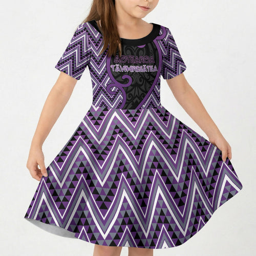 Custom Aotearoa Atua Tawhirimatea Kid Short Sleeve Dress God Of Storms Koru Patterns