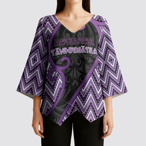 Custom Aotearoa Atua Tawhirimatea Kimono Sleeve Blouse God Of Storms Koru Patterns