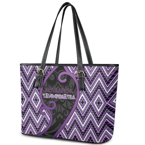 Aotearoa Atua Tawhirimatea Leather Tote Bag God Of Storms Koru Patterns