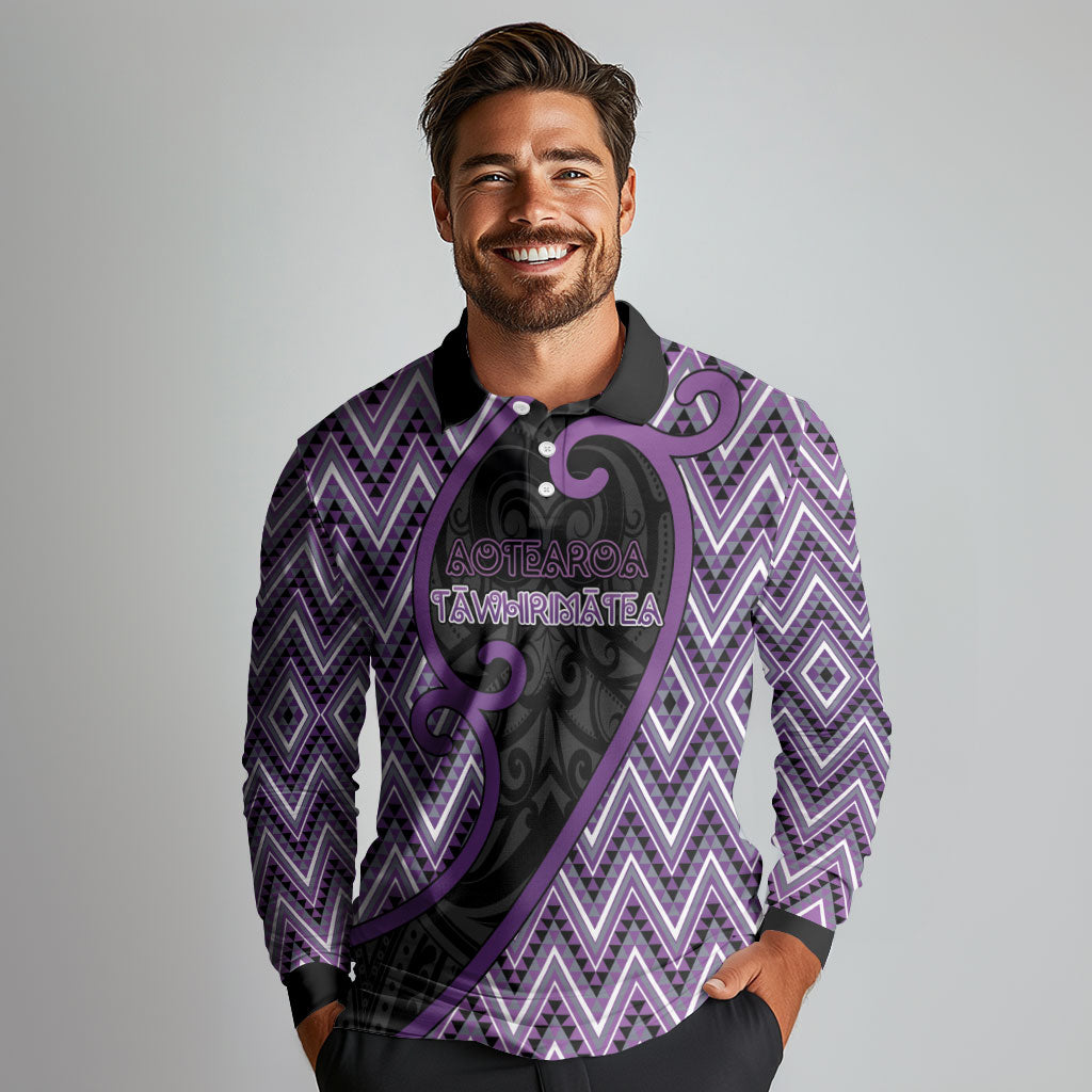 Custom Aotearoa Atua Tawhirimatea Long Sleeve Polo Shirt God Of Storms Koru Patterns