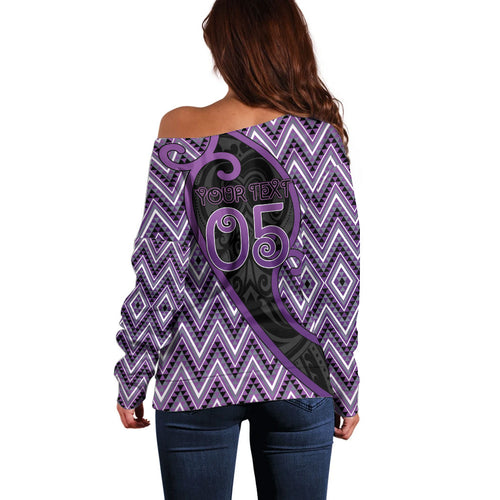 Custom Aotearoa Atua Tawhirimatea Off Shoulder Sweater God Of Storms Koru Patterns