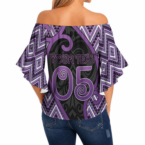 Custom Aotearoa Atua Tawhirimatea Off Shoulder Wrap Waist Top God Of Storms Koru Patterns