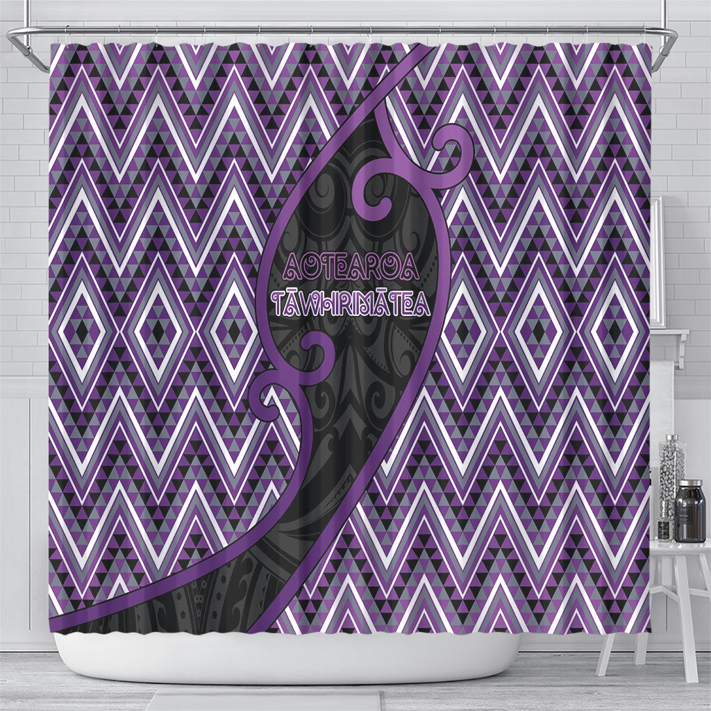 Aotearoa Atua Tawhirimatea Shower Curtain God Of Storms Koru Patterns