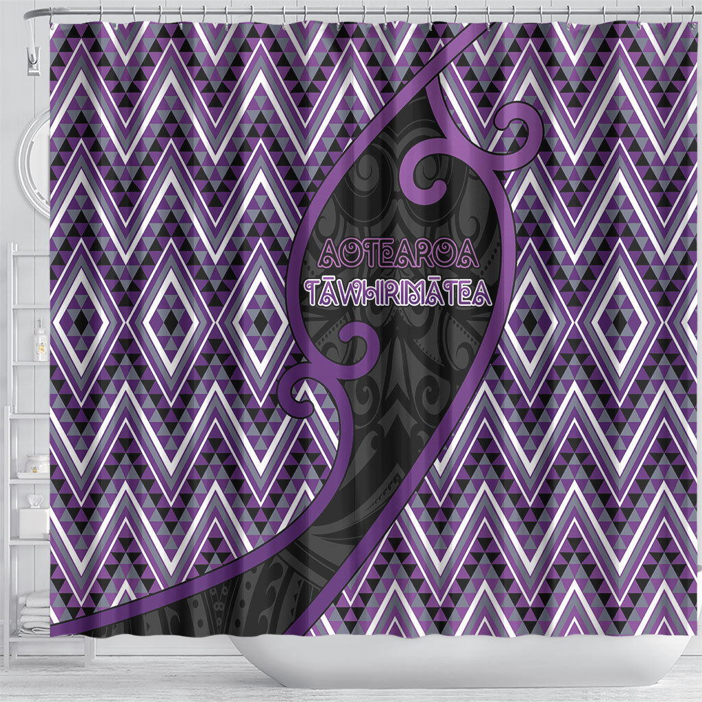 Aotearoa Atua Tawhirimatea Shower Curtain God Of Storms Koru Patterns