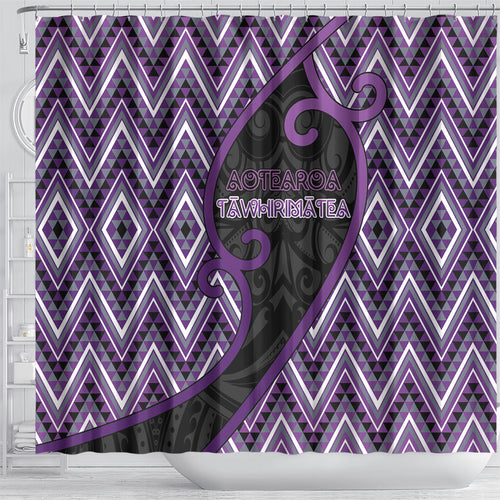 Aotearoa Atua Tawhirimatea Shower Curtain God Of Storms Koru Patterns