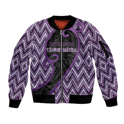 Custom Aotearoa Atua Tawhirimatea Sleeve Zip Bomber Jacket God Of Storms Koru Patterns