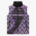 Custom Aotearoa Atua Tawhirimatea Sleeveless Puffer Jacket God Of Storms Koru Patterns