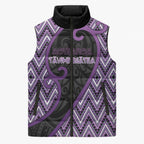 Custom Aotearoa Atua Tawhirimatea Sleeveless Puffer Jacket God Of Storms Koru Patterns