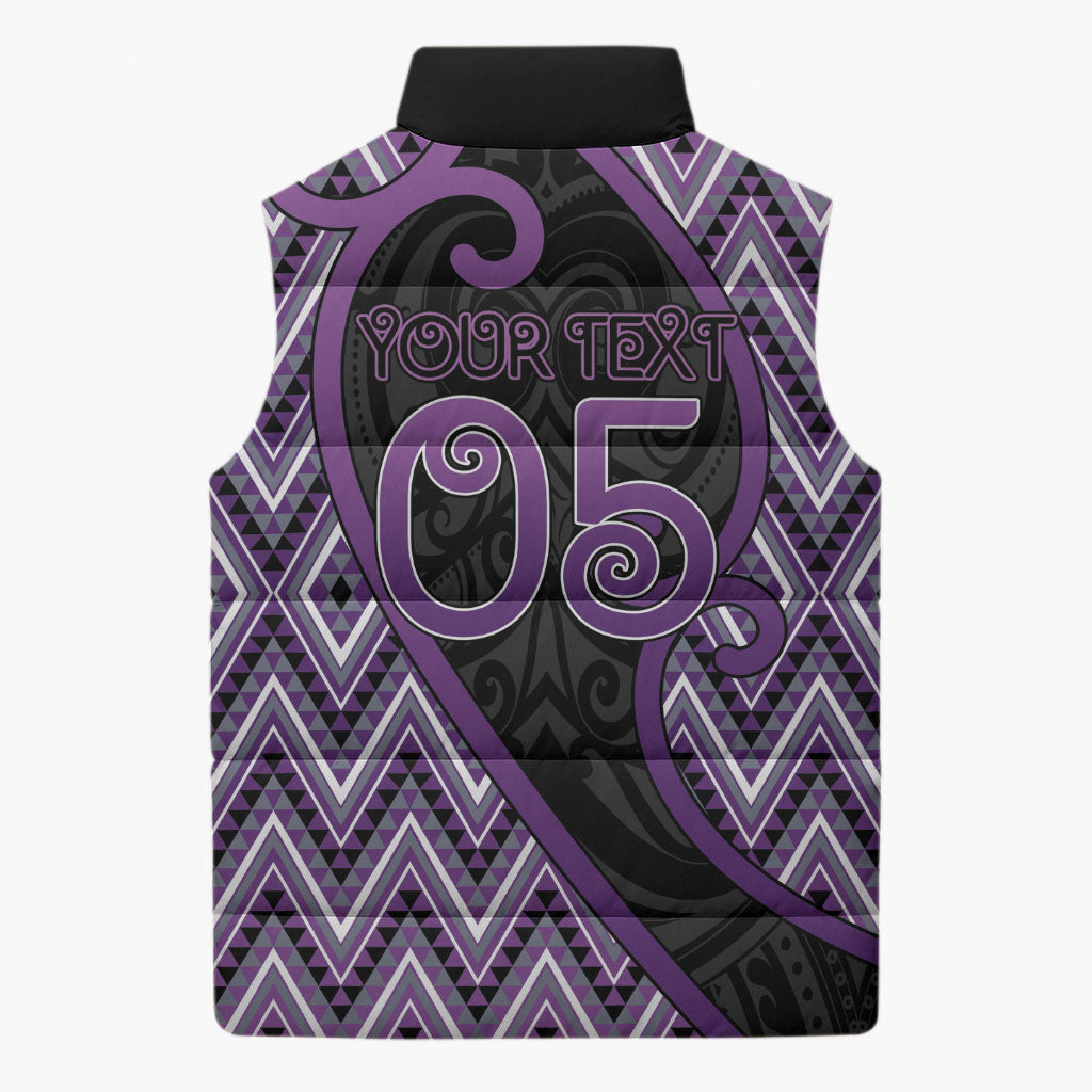 Custom Aotearoa Atua Tawhirimatea Sleeveless Puffer Jacket God Of Storms Koru Patterns