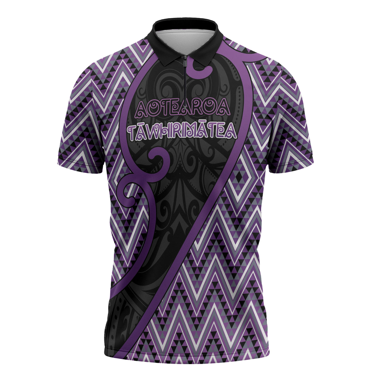 Custom Aotearoa Atua Tawhirimatea Zipper Polo Shirt God Of Storms Koru Patterns