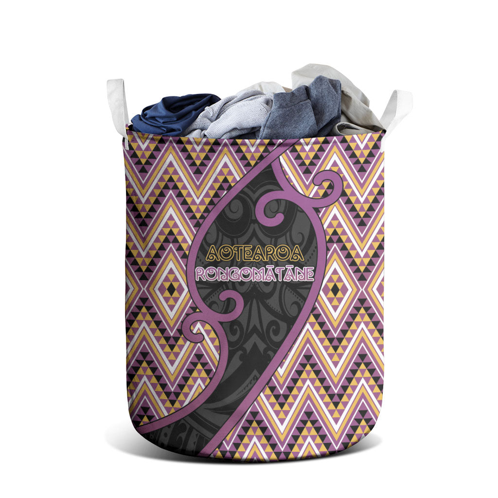 Aotearoa Atua Rongomatane Laundry Basket God Of Cultivated Foods Koru Patterns