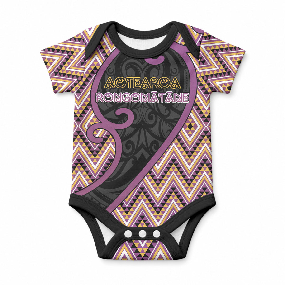 Custom Aotearoa Atua Rongomatane Baby Onesie God Of Cultivated Foods Koru Patterns