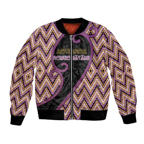 Custom Aotearoa Atua Rongomatane Bomber Jacket God Of Cultivated Foods Koru Patterns