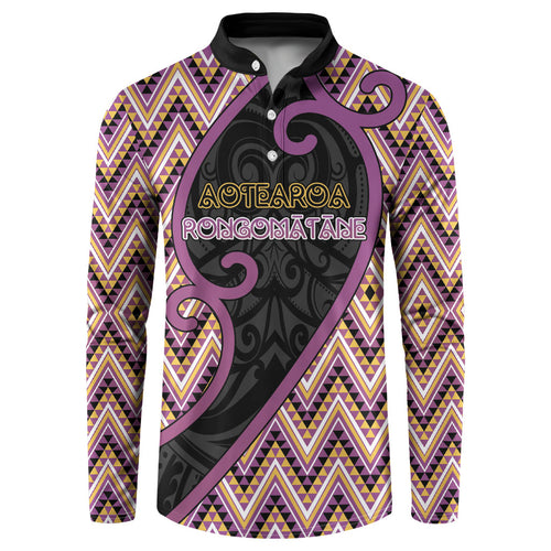 Custom Aotearoa Atua Rongomatane Button Sweatshirt God Of Cultivated Foods Koru Patterns