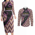 Custom Aotearoa Atua Rongomatane Couples Matching Long Sleeve Bodycon Dress and Long Sleeve Button Shirt God Of Cultivated Foods Koru Patterns
