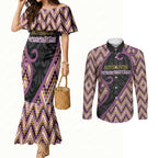 Custom Aotearoa Atua Rongomatane Couples Matching Mermaid Dress and Long Sleeve Button Shirt God Of Cultivated Foods Koru Patterns
