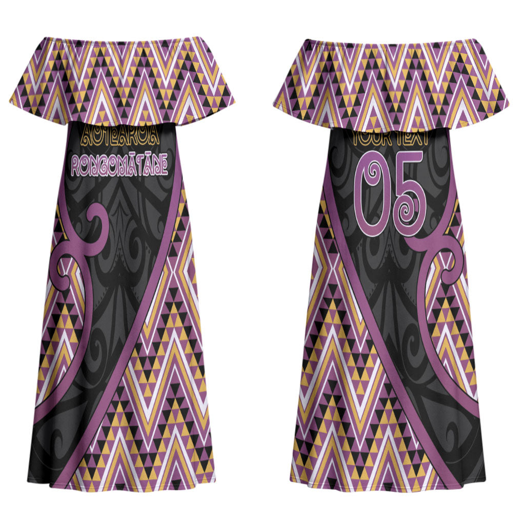 Custom Aotearoa Atua Rongomatane Couples Matching Off Shoulder Maxi Dress and Hawaiian Shirt God Of Cultivated Foods Koru Patterns