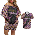 Custom Aotearoa Atua Rongomatane Couples Matching Off Shoulder Short Dress and Hawaiian Shirt God Of Cultivated Foods Koru Patterns