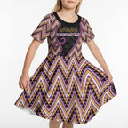 Custom Aotearoa Atua Rongomatane Kid Short Sleeve Dress God Of Cultivated Foods Koru Patterns