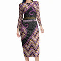 Custom Aotearoa Atua Rongomatane Long Sleeve Bodycon Dress God Of Cultivated Foods Koru Patterns