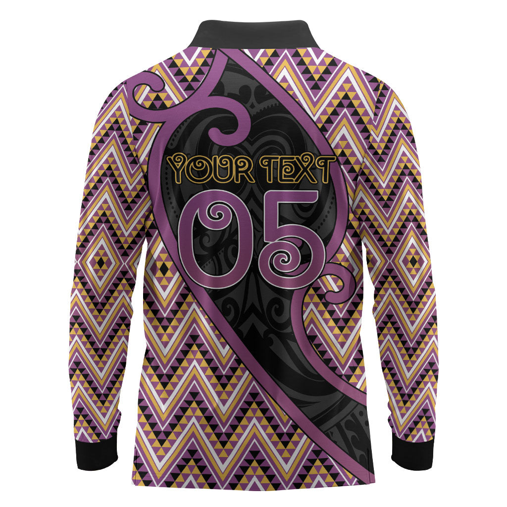 Custom Aotearoa Atua Rongomatane Long Sleeve Polo Shirt God Of Cultivated Foods Koru Patterns