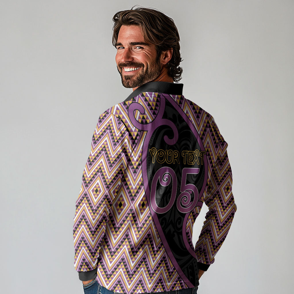 Custom Aotearoa Atua Rongomatane Long Sleeve Polo Shirt God Of Cultivated Foods Koru Patterns