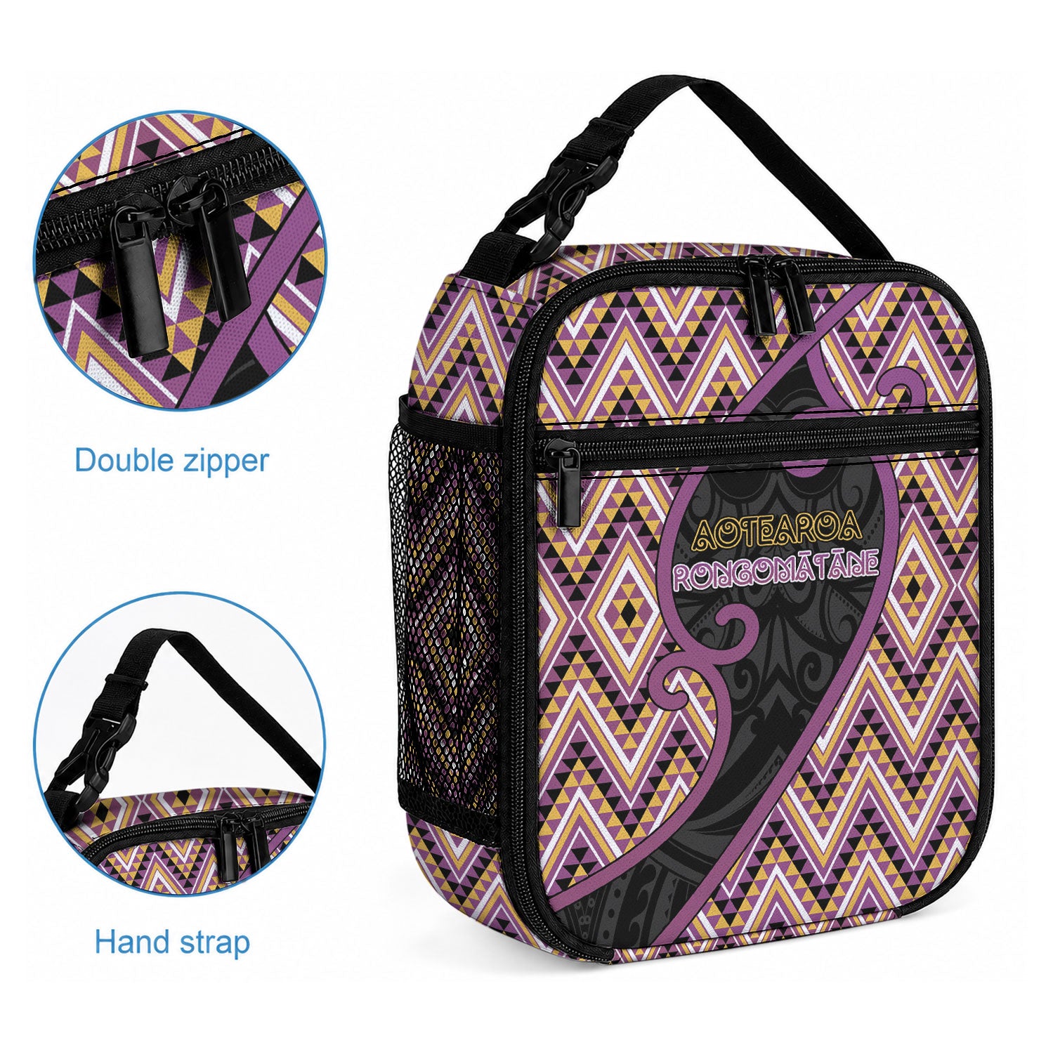 Aotearoa Atua Rongomatane Lunch Bag God Of Cultivated Foods Koru Patterns