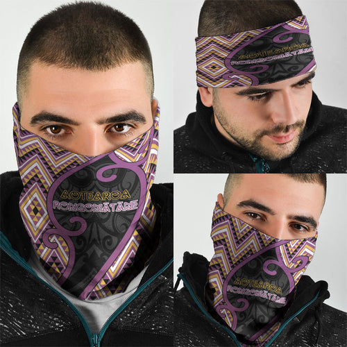 Aotearoa Atua Rongomatane Neck Gaiter God Of Cultivated Foods Koru Patterns
