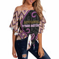 Custom Aotearoa Atua Rongomatane Off Shoulder Wrap Waist Top God Of Cultivated Foods Koru Patterns