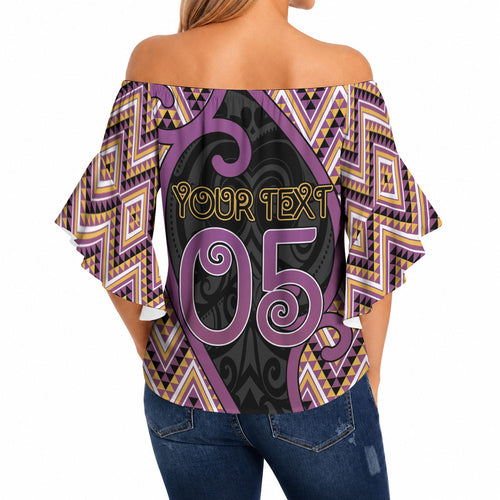 Custom Aotearoa Atua Rongomatane Off Shoulder Wrap Waist Top God Of Cultivated Foods Koru Patterns