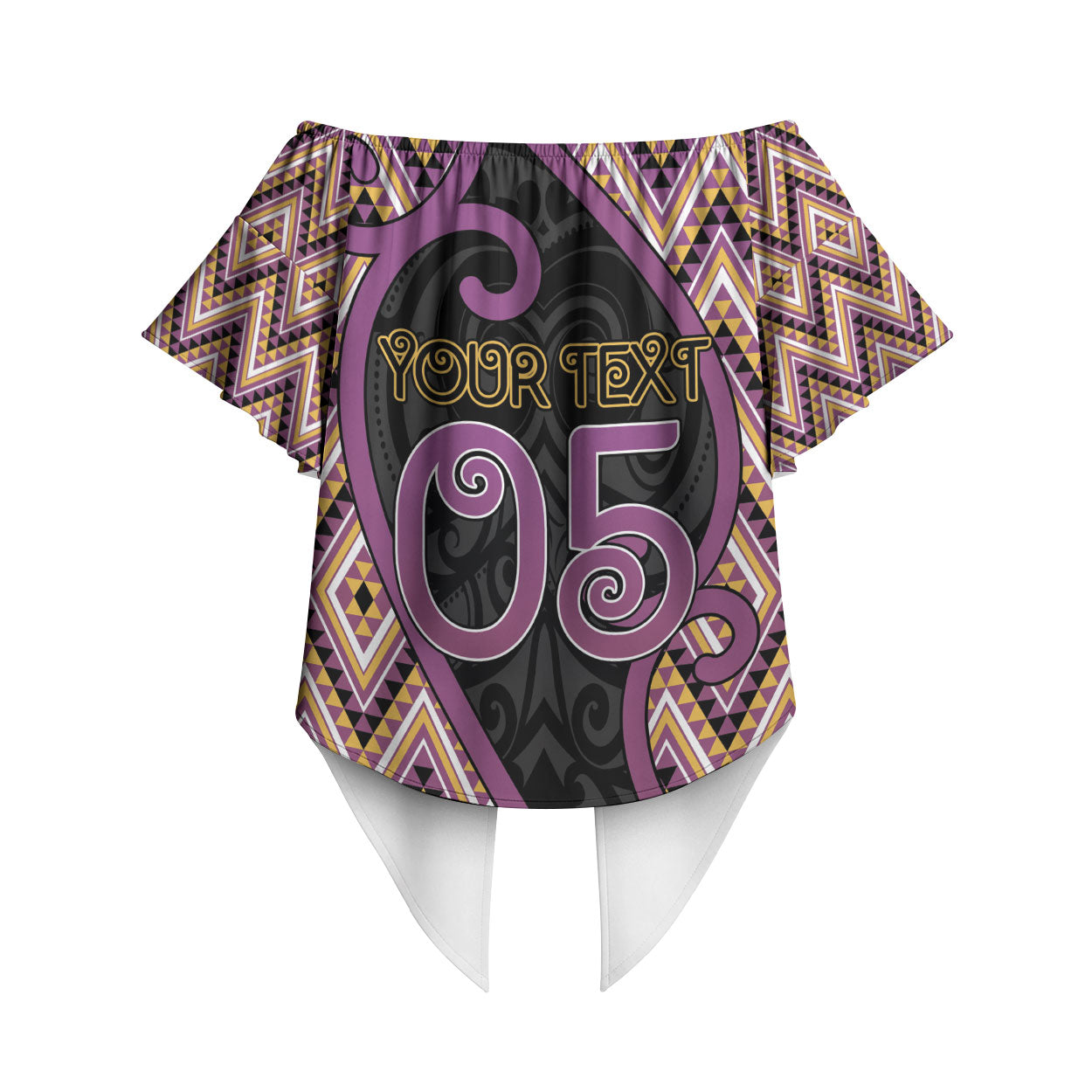 Custom Aotearoa Atua Rongomatane Off Shoulder Wrap Waist Top God Of Cultivated Foods Koru Patterns