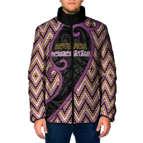 Custom Aotearoa Atua Rongomatane Padded Jacket God Of Cultivated Foods Koru Patterns