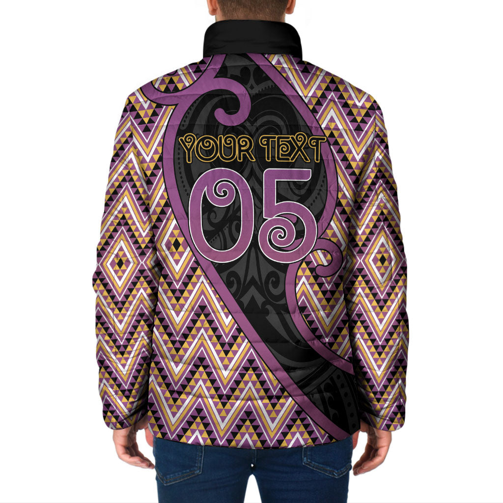 Custom Aotearoa Atua Rongomatane Padded Jacket God Of Cultivated Foods Koru Patterns