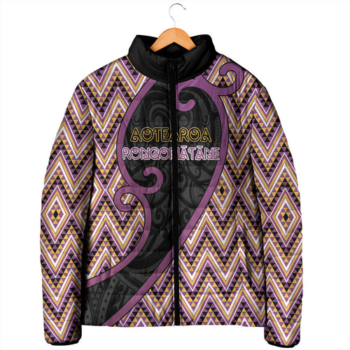 Custom Aotearoa Atua Rongomatane Padded Jacket God Of Cultivated Foods Koru Patterns