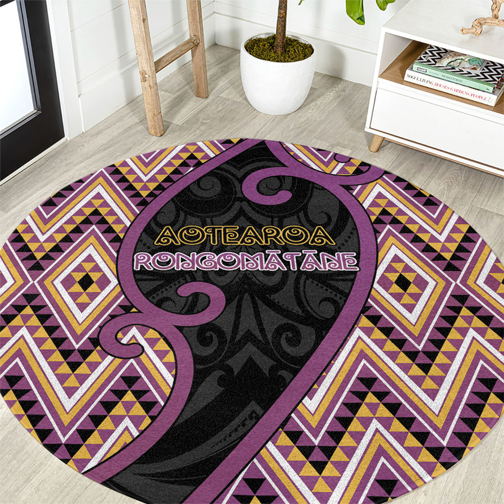 Aotearoa Atua Rongomatane Round Carpet God Of Cultivated Foods Koru Patterns