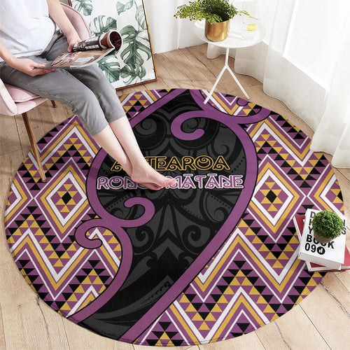 Aotearoa Atua Rongomatane Round Carpet God Of Cultivated Foods Koru Patterns