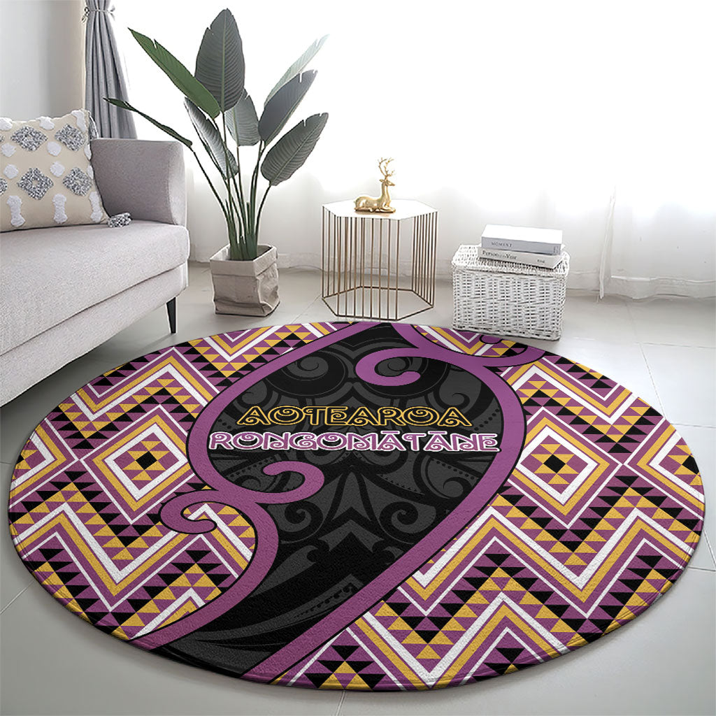 Aotearoa Atua Rongomatane Round Carpet God Of Cultivated Foods Koru Patterns